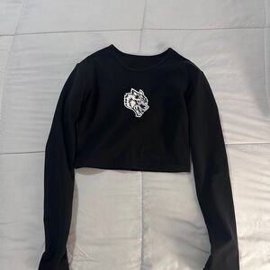 Black Long Sleeve Crop Top